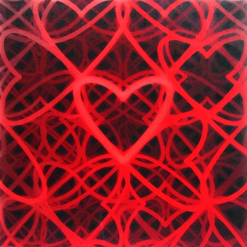 Love_Grid, 2006 / Lenticular print on fluorescent plexiglas, 0.90 × 0.90 m