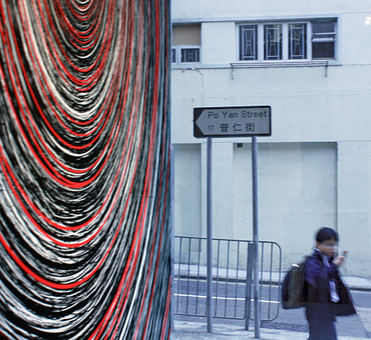Spin, 2009 / Exhibition view, Time Spirals, The Cat Street Gallery, Hong Kong / Site-specific wall print installation, pigment print on archival paper, 2.10 × 3.30 m