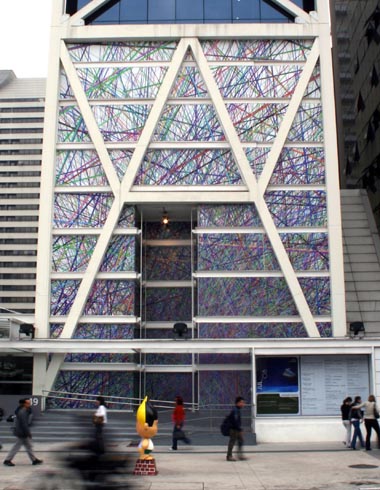 Mikado_Xplosion, 2008 / Itau Cultural, Sao Paulo, BR / Site specific print installation, 22 x 15 m