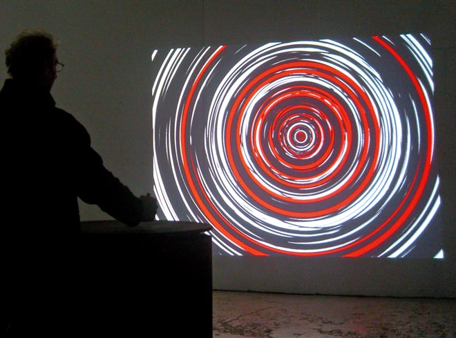 Spin, 2006 / Interactive video installation with 1 videoprojector, Video software: Claude Micheli, Electronic: Sylvain Belot