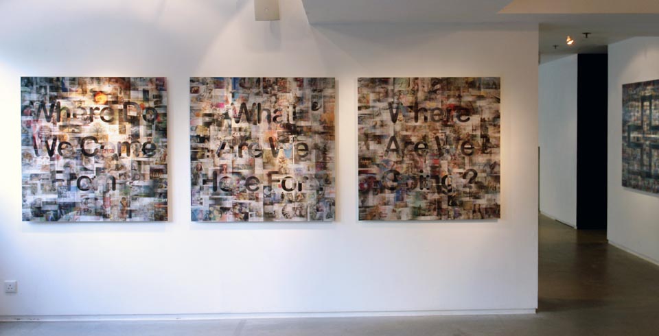 Where Do We Come From ?, What Are We Here For ?, Where Are We Going ?, 2011-12 / The Cat Street Gallery, Hong Kong - HK / Lenticular mounted on alu-dibon, 3 panels : 1.10 x 1.10 m each