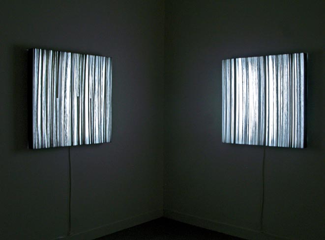 Lenticular mounted on light box, 0.90 x 0.90 m each
