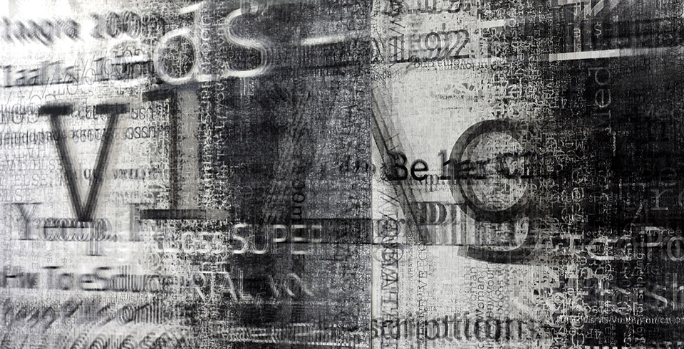 SpamScape, 2012 / Detail view / Lenticular print on aluminum composite, 2.20 × 2.20 m (2 panels)