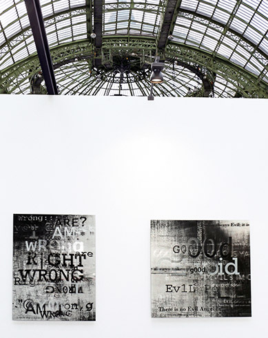 RightRong (B12) / GoodEvil (X1) / Exhibition view, Galerie Pascal Janssens, Art Paris, Grand Palais, Paris, 2015