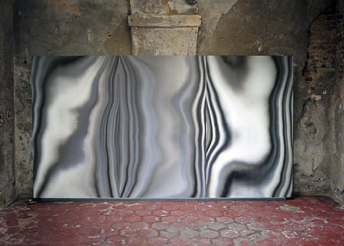 Post-Digital Mirror (A1, A2 & A3), 2011-2012 / Exhibition view, Noise, 55th Venice Biennale of Art, 2013 / Lenticular print on aluminum composite, 3 panels, 3.30 × 1.80 m