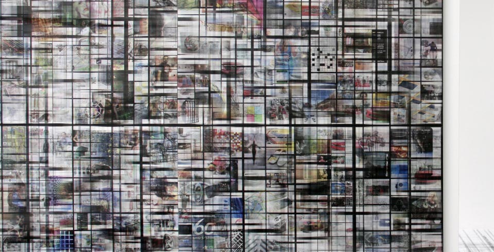 Grid (Google), 2010 (detail) / Exhibition view, Eurasia, TZR Galerie Kai Brückner, Düsseldorf, 2012 / Lenticular print on aluminum composite, 2.20 × 2.20 m (2 panels)