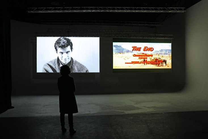 The End(less), 2016, Studio Abel 14, Paris - FR / Algorithmically composed film installation, 2 screens, 4.00 × 2.25 m (each) / Video software: Claude Micheli