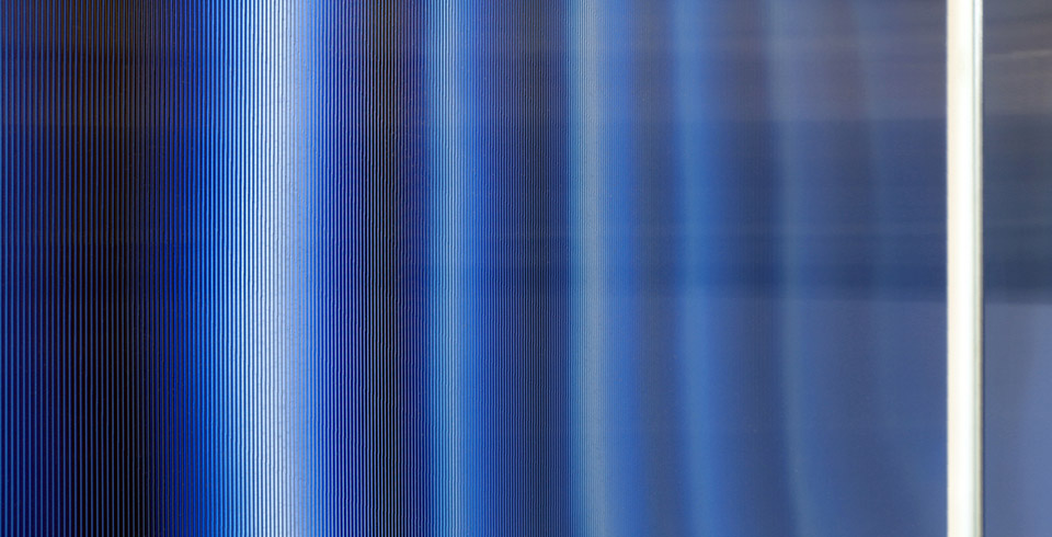 Post-Digital Blue (A4 & A5), 2013 / Lenticular print on aluminum composite, 2 panels, 1.10 × 1.80 m (each)