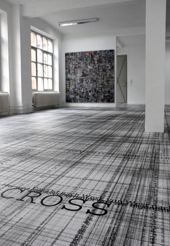 Eurasia, 2012 / TZR Galerie Kai Brückner, Düsseldorf, DE  / Site-specific floor-print installation, pigment print on vinyl floor, 13 × 8 m
