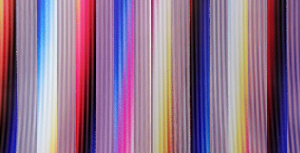 Post-Digital Stripes (C1), 2020 / Varnish on lenticular print on aluminum composite / 1.10 x 1.80 m