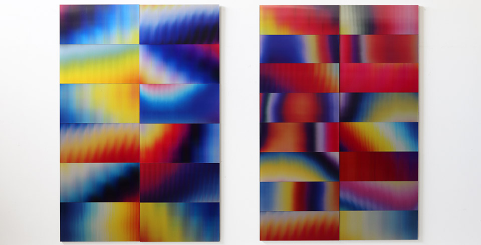Post-Digital Surface (Remix) (T1) (T2), 2023 / Lenticular print on aluminum composite / 2 panels, 1.20 x 1.80 m each