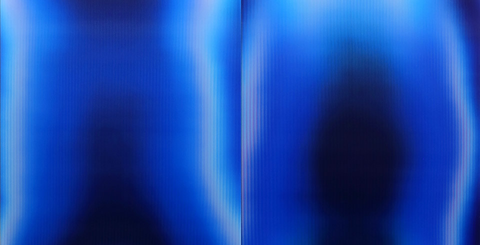 Post-Digital Blue (T18), 2023 / Exhibition view, Art Basel Miami Beach 2023 / Lenticular print on aluminum composite / 1.20 x 1.80 m (detail)