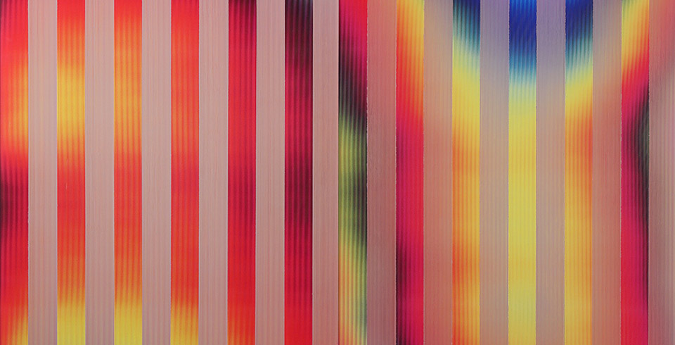 Post-Digital Stripes (C4), 2023 / Varnish on lenticular print on aluminum composite / 1.20 x 1.80 m (detail)