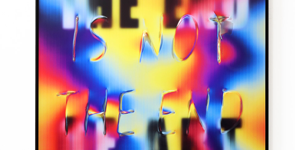 The End Of Art Is Not The End / Bluerider Art, London, UK / Blowtorch burned lenticular, 1.10 x 1.20 m