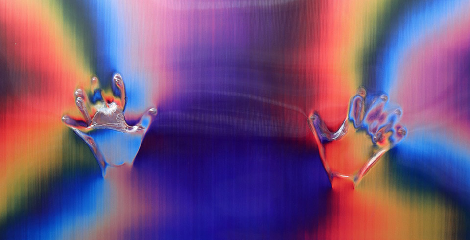 Self-Portrait II (Post-Digital Burn), 2024, detail, Blowtorch burned lenticular print, 1.10 × 1.70 m