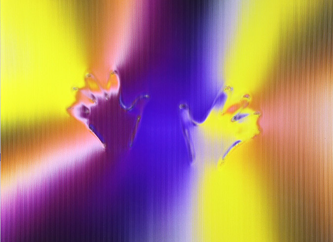 Self-Portrait IV (Post-Digital Burn), 2024, detail, Blowtorch burned lenticular print, 0.90 × 1.20 m