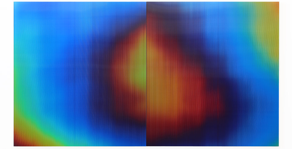 Hot Dark Future III, 2024, Lenticular print on aluminum composite, 2.20 × 1.20 m