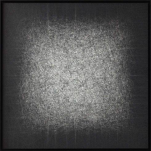 Meta-Aura (S4), 2024 / Black UV cured and pigment print on laser engraved archival paper, 0.80 × 0.80 m