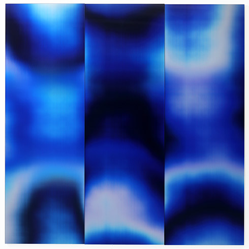 Post-Digital Blue (X3), 2023, Lenticular print on aluminum composite, 1.80 × 1.80 m