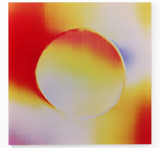 XOX (Post-Digital Burn), 2021, detail, Blowtorch burned lenticular print, 2.70 × 0.90 m (3 panels, 0.90 × 0.90 m each)