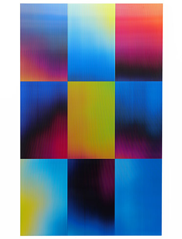 Post-Digital Grid (Aurora Remix), 2024, Lenticular print combination, 1.10 × 1.80 m