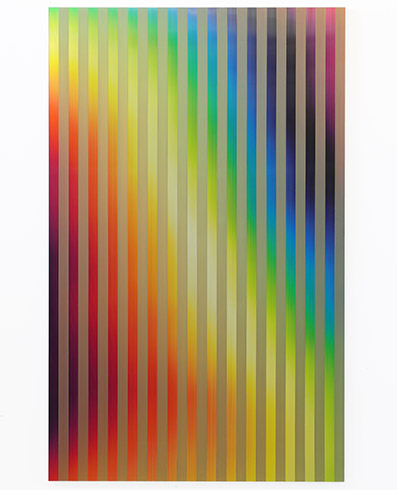 Post-Digital Stripes (C5), 2024 / Varnish on lenticular print, 1.10 × 1.80 m
