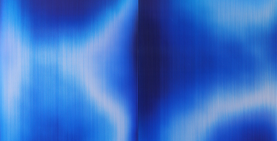 Post-Digital Blue (U3), detail, 2024, Lenticular print on aluminum composite, 1.20 × 1.20 m