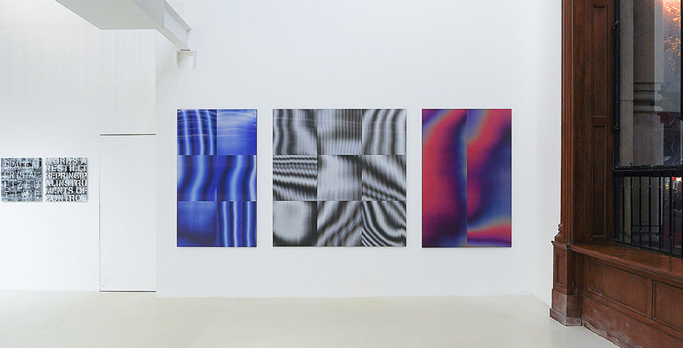 Post-Digital Blue (R1), 2019, 110 × 180 cm / Post-Digital Surface, 2021, 180 × 180 cm / Post-Digital Surface (T4), 2020, 120 × 180 cm / Exhibition view, Bluerider Gallery, Shanghai, 2021