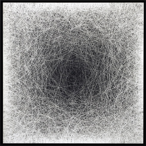Meta-Aura (S7), 2024 / Laser-engraved black pigment painted acrylic panel, 0.80 × 0.80 m